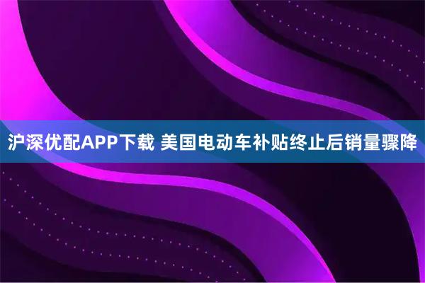 沪深优配APP下载 美国电动车补贴终止后销量骤降
