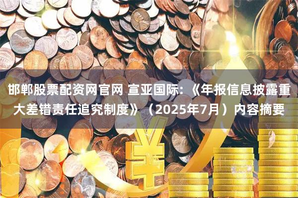 邯郸股票配资网官网 宣亚国际: 《年报信息披露重大差错责任追究制度》（2025年7月）内容摘要