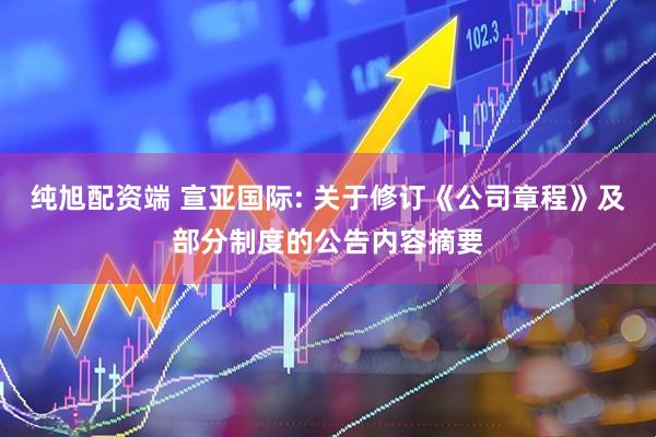 纯旭配资端 宣亚国际: 关于修订《公司章程》及部分制度的公告内容摘要