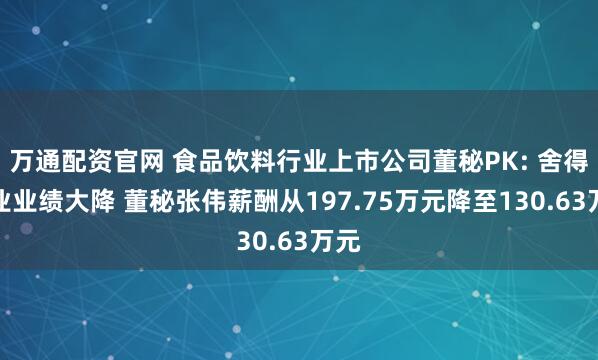 万通配资官网 食品饮料行业上市公司董秘PK: 舍得酒业业绩大降 董秘张伟薪酬从197.75万元降至130.63万元