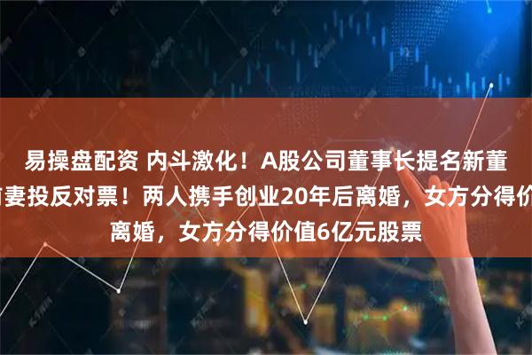 易操盘配资 内斗激化！A股公司董事长提名新董事会秘书，前妻投反对票！两人携手创业20年后离婚，女方分得价值6亿元股票